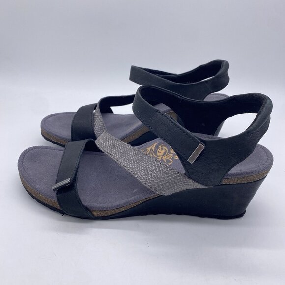 Aetrex Brynn Sandal Size 42 Quarter Strap Wedge Arch Support Plantar Fasciitis - Picture 9 of 13